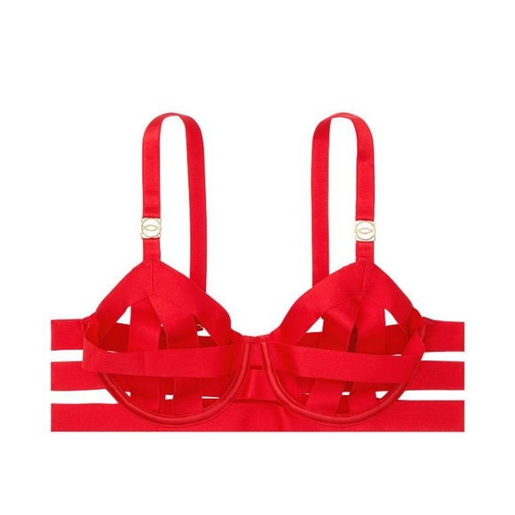 Victoria's Secret Other - Victoria's Secret  RED VERY SEXY
Strappy Open Cup Demi Bra 34D3 NEW